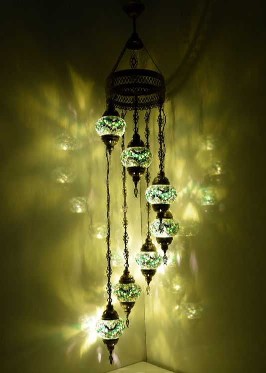 Emerald Turkish Mosaic Lambader 
X7 Globes